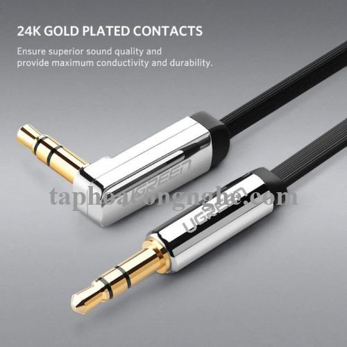 Ugreen 10728 3M màu Đen Cáp âm thanh 2 đầu 3.5mm dương đầu vuông góc mạ vàng AV119 30010728